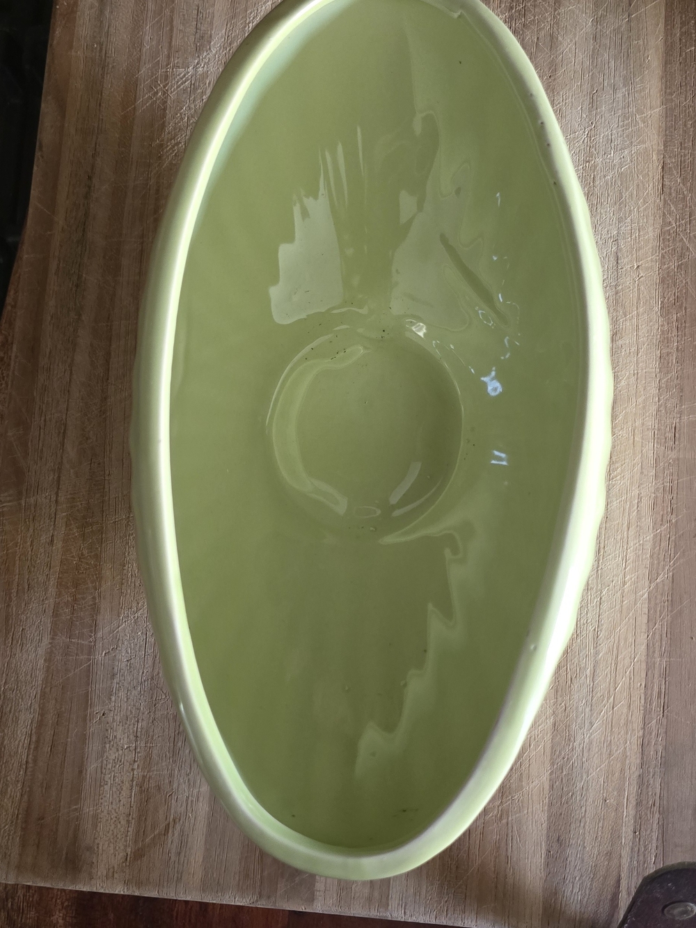 Oval Ceramic Serving Bowl in Light Green